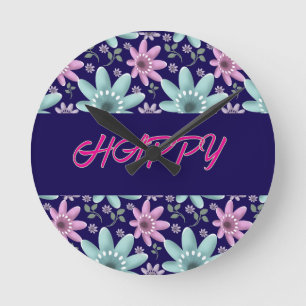 Custom and personalised floral Ping Pong Paddle Round Clock