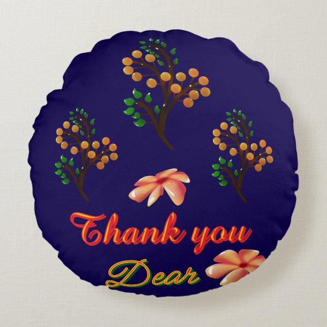 Custom And personalised gift Botanical Pattern  Round Cushion (Front)