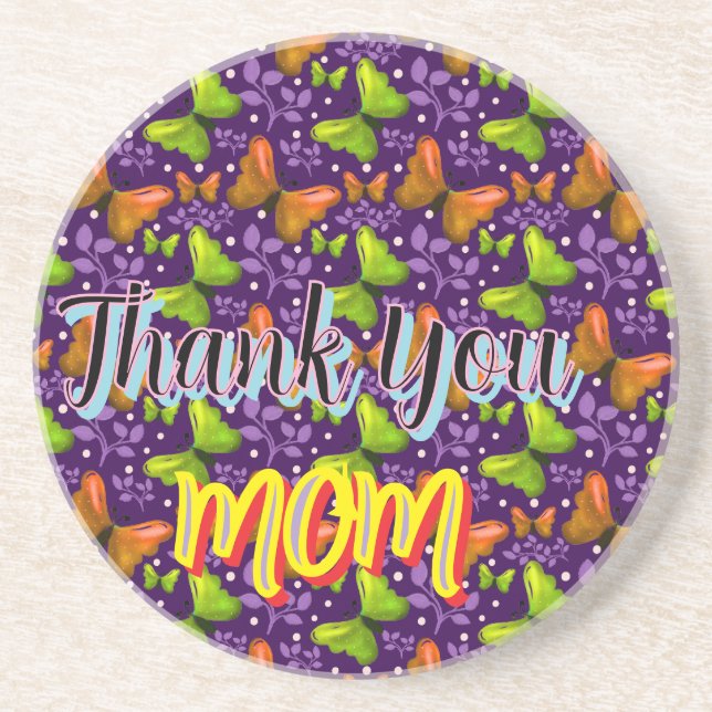 Custom and personalised gift butterfly Pattern   Coaster (Front)