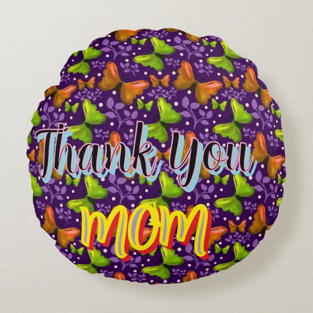 Custom and personalised gift butterfly Pattern   Round Cushion (Front)