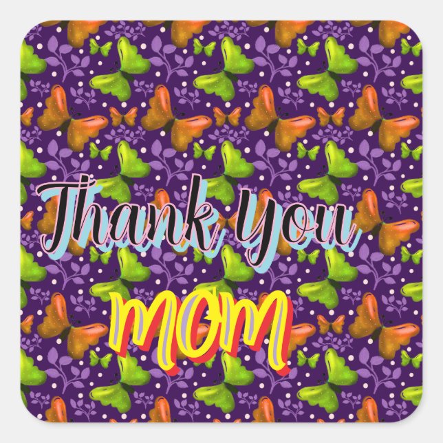 Custom and personalised gift butterfly Pattern   Square Sticker (Front)