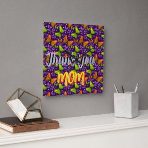Custom and personalised gift butterfly Pattern   Square Wall Clock