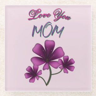 Custom and personalised mother's day floral gift  glass coaster