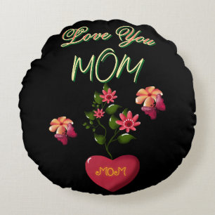 Custom and Personalised Mother's Day Floral gift  Round Cushion