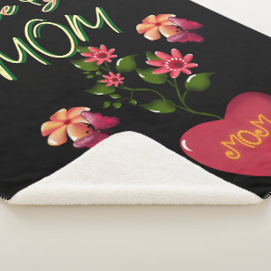 Custom and Personalised Mother's Day Floral gift  Sherpa Blanket
