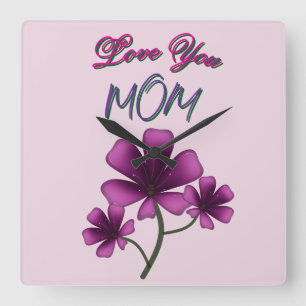 Custom and personalised mother's day floral gift  square wall clock