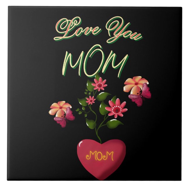 Custom and Personalised Mother's Day Floral gift  Tile (Front)