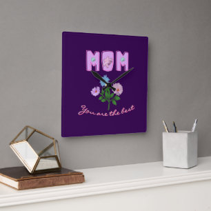 Custom and personalised mother's day gift square wall clock