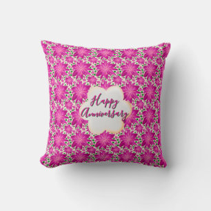 Custom and personalised pink floral cushion