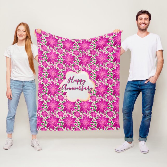 Custom and personalised pink floral  fleece blanket (In Situ)