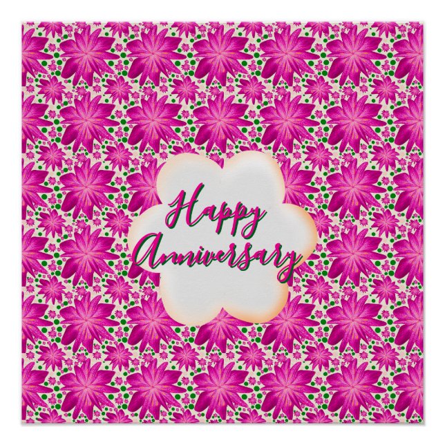 Custom and personalised pink floral  poster (Front)