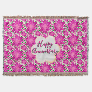 Custom and personalised pink floral  throw blanket