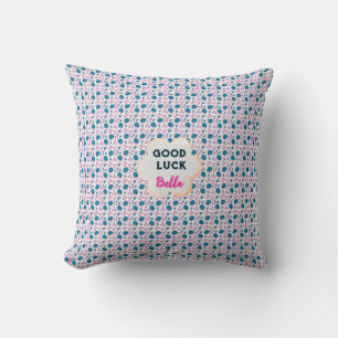 Custom and personalised teal and pink floral cushion