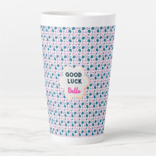 Custom and personalised teal and pink floral latte mug
