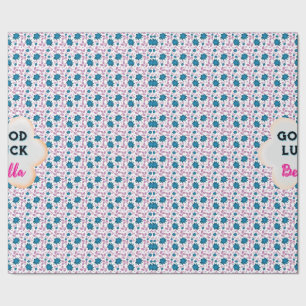 Custom and personalised teal and pink floral  wrapping paper