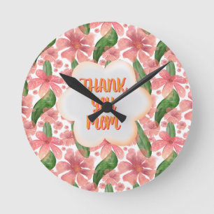 Custom and personalised Thank You Mum Watercolor Round Clock