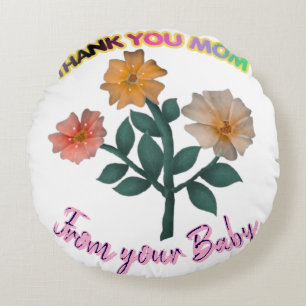Custom and personalised Thank You Mum Watercolor Round Cushion
