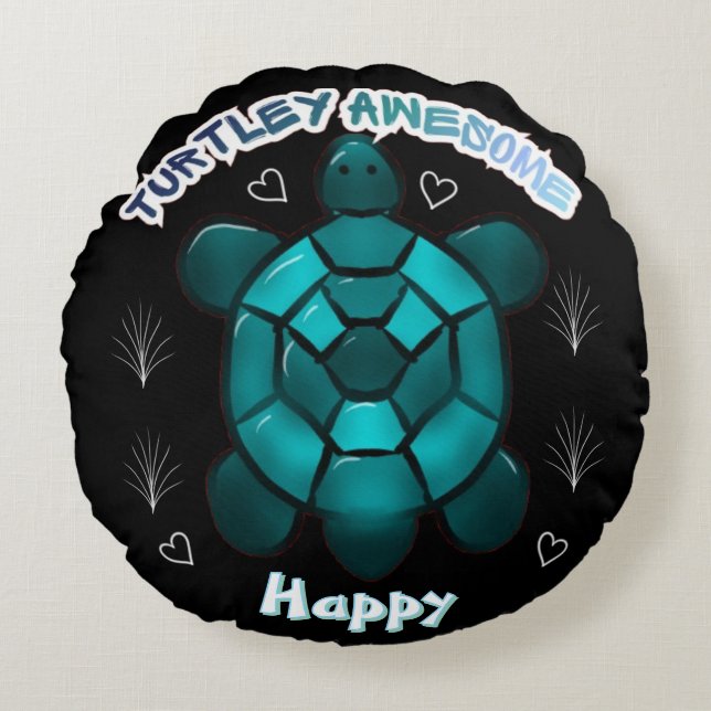 Custom and personalised turtle lover gift  round cushion (Front)