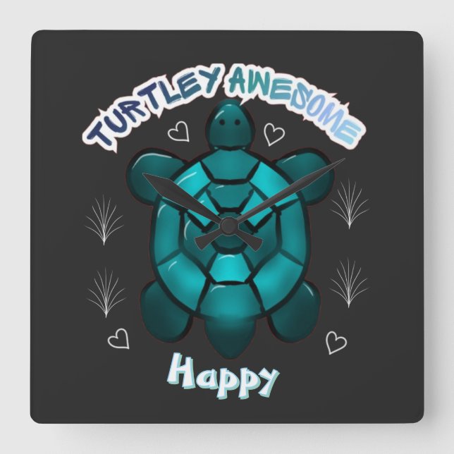 Custom and personalised turtle lover gift  square wall clock (Front)