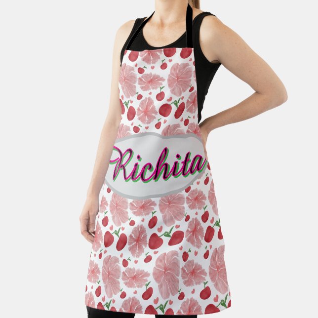 Custom and Personalised watercolor floral  Apron (Insitu)