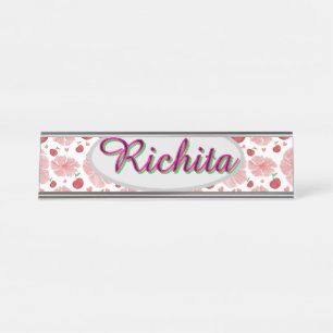 Custom and Personalised watercolor floral Desk Name Plate