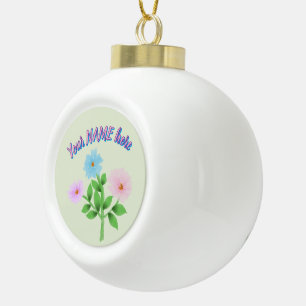 Custom and personalised watercolor floral gift  ceramic ball christmas ornament