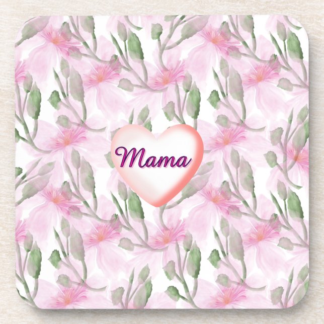 Custom and Personalised  watercolor floral gift  Coaster (Front)