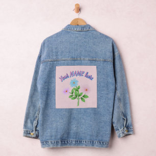 Custom and personalised watercolor floral gift  denim jacket