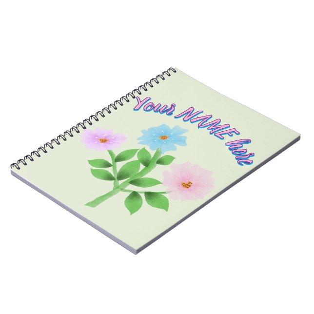 Custom and personalised watercolor floral gift  notebook (Left Side)