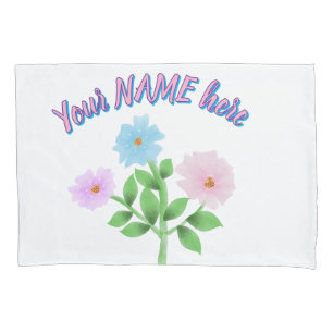 Custom and personalised watercolor floral gift  pillowcase