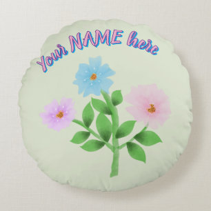 Custom and personalised watercolor floral gift round cushion