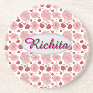 Custom and personalised watercolor floral pattern coaster