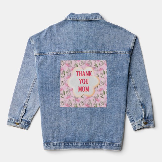 Custom and Personalised watercolor floral pattern  Denim Jacket (Back)