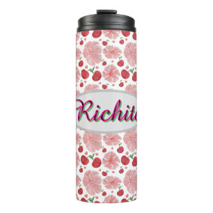 Custom and personalised watercolor floral pattern thermal tumbler