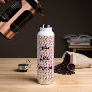 Custom and personalised watercolor floral water bottle