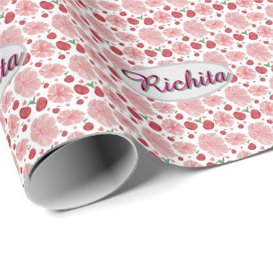 Custom and Personalised watercolor floral Wrapping Paper