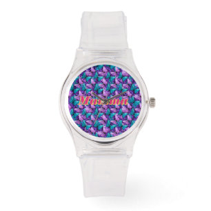 Custom and personalized butterfly floral gift  watch