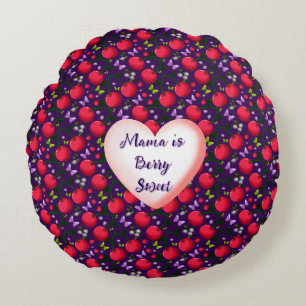 Custom and personalized Cute Cherry Butterfly  Round Cushion