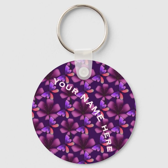 Custom and personalized floral Spiral Notebook Key Ring (Front)