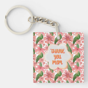 Custom and personalized Thank You Mom Watercolor Key Ring