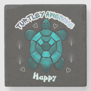 Custom and personalized turtle lover gift  stone coaster