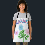 Custom and personalized watercolor floral gift  apron<br><div class="desc">A delicate, hand-painted digital watercolor illustration featuring a trio of ethereal wildflowers in soft shades of sky blue, misty purple, and blush pink. This botanical piece captures the fluid transparency of traditional watercolor with a modern, clean aesthetic. Perfect for cottagecore lovers, nursery decor, or anyone who appreciates the quiet beauty...</div>