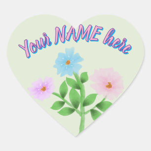 Custom and personalized watercolor floral gift  he heart sticker