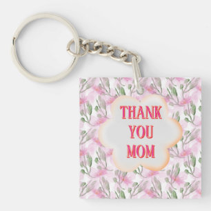 Custom and Personalized watercolor floral pattern  Key Ring