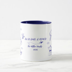 Custom Andiamo a Roma Italy Family Vacation Blue  Mug