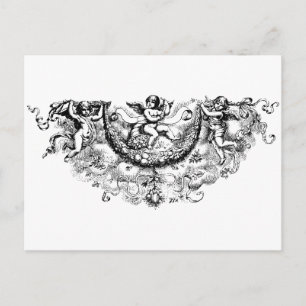 Custom angel wings cherub fleur di lis print postcard