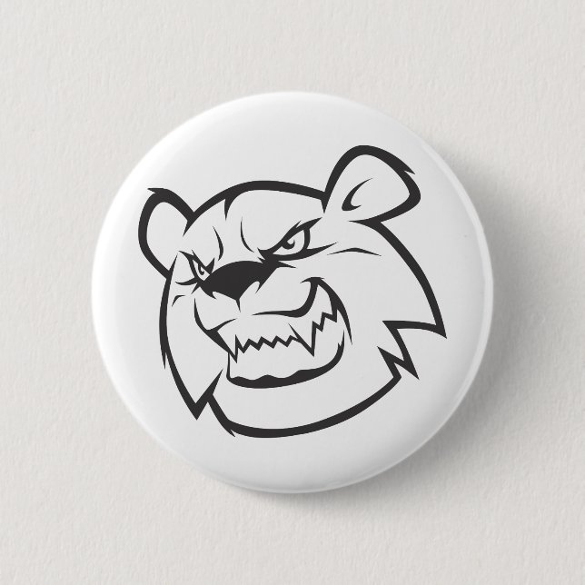 Custom Angry Bear Outline Logo 6 Cm Round Badge (Front)