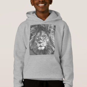 Custom Animal Lion Face Front Print Kids Boys Grey