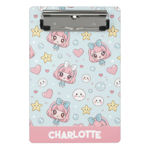 Custom Anime Kawaii with Hearts and Star Mini Clipboard