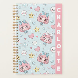 Custom Anime Kawaii with Hearts and Star Planner